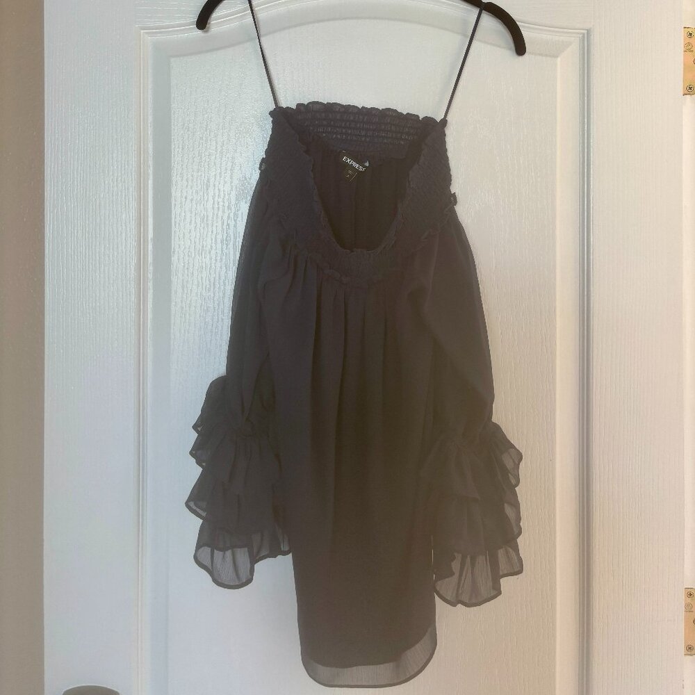 Express Off the Shoulder Ruffle Chiffon Blouse - Picture 2 of 4
